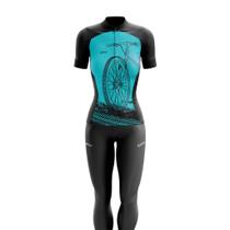 Conjunto Feminino de Ciclismo Camisa Manga Curta + Calça Gel - TR4