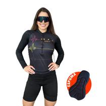 Conjunto Feminino de Ciclismo Camisa Manga Longa e Bermuda de Espuma MTB - TR4