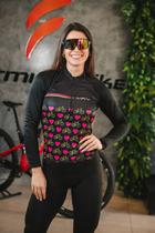 Conjunto Feminino de Ciclismo Camisa Manga Longa e Bermuda de Gel