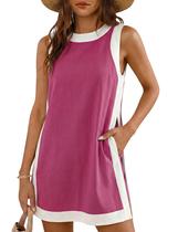 Conjunto feminino de duas peças EsheSy, regata sem mangas combinando com shorts, bloco de cores, conjunto de verão com bolsos (vermelho, XXL) Conjunto feminino de duas peças EsheSy, regata sem mangas combinando com shorts, bloco de cores, conjunto de verão com bolsos (vermelho, XXL)