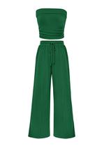 Conjunto Feminino de Duas Peças PRETTYGARDEN Malha Canelada Verde M
