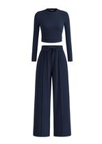 Conjunto Feminino de Duas Peças PRETTYGARDEN Top Cropped e Calça Pantalona M