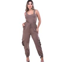 Conjunto feminino de frio tricot calça cargo com bolso + cropped tendencia outono inverno