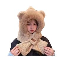 Conjunto Feminino De Gorro E Cachecol De Pele Sintética Quente Para Inverno, Esqui E Neve