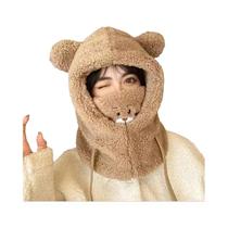 Conjunto Feminino De Inverno Com Gorro De Pelúcia Com Orelhas De Urso, Cachecol E Luvas, Quente, Conjunto Feminino De Inverno Com Gorro De Pelúcia Com Orelhas De Urso, Cachecol E Luvas, Quente,