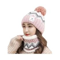 Conjunto Feminino De Inverno: Gorro De Veludo Peluciado E Cachecol Corta-Vento Com Proteção Para