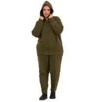 Conjunto Feminino de Inverno Plus Size Casaco Teddy com Zíper E Calça 202324A