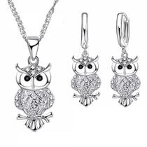 Conjunto Feminino De Joias Prata 925 Cristais Coração C28