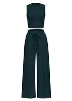 Conjunto Feminino de Loungewear PRETTYGARDEN Regata Cropped Calça Pantalona Conjunto Feminino de Loungewear PRETTYGARDEN Regata Cropped Calça Pantalona