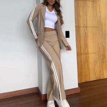 Conjunto Feminino De Outono Inverno Em Duas Peças, Casaco De Manga Longa E Calças Retas M L Conjunto Feminino De Outono Inverno Em Duas Peças, Casaco De Manga Longa E Calças Retas M L