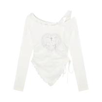 Conjunto Feminino De Outono Kawaii Com Estampa De Coelho, Saia Doce E Top Slim, Saia Princesa Em
