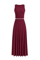 Conjunto Feminino de Saia Longa em 2 Peças PRETTYGARDEN Vinho Vermelho XL