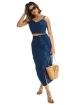 Conjunto Feminino De Saia Midi Na Sarja