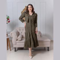 Conjunto Feminino De Sarja Saia Midi Sereia Com Jaqueta Elegante - KOPYTTA