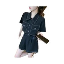 Conjunto Feminino De Shorts Cargo Pretos Estilo Coreano Verão 2025 Moda Elegante Conjuntos De Duas