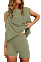 Conjunto feminino de treino Nirovien 2 peças com blusa túnica e shorts Conjunto feminino de treino Nirovien 2 peças com blusa túnica e shorts
