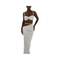 Conjunto Feminino De Verão Com Saia E Top Franzido, Gola Quadrada, 2 Peças, Tendência Para Festas Na