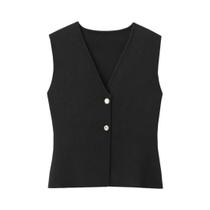 Conjunto Feminino de Verão em Malha - Colete com Decote V e Saia Longa