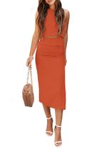 Conjunto Feminino de Verão PRETTYGARDEN 2 Peças Laranja GG