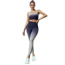 Conjunto Feminino Degrade Calça Leg E Top Academia Fitness