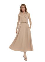 Conjunto Feminino Elegante, Blazer sem Mangas e Saia Godê, Alfaiataria Melange hzcon008