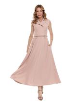 Conjunto Feminino Elegante, Blazer sem Mangas e Saia Godê, Alfaiataria Melange hzcon008