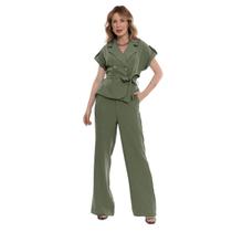 Conjunto Feminino Elegante com Blazer de Manga japonesa e Calça Reta tecido lolis twill hzcon007 Conjunto Feminino Elegante com Blazer de Manga japonesa e Calça Reta tecido lolis twill hzcon007