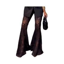 Conjunto Feminino Elegante De Blazer Slim Fit E Calça De Renda Com Manga Comprida - Traje De Festa