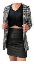 Conjunto Feminino Elegante Saia Cropped Com Blazer Social