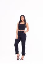 Conjunto Feminino em Alfaiataria Calça com bolso e Cropeed moda verão