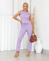 Conjunto Feminino Em Linho com viscose Calça E Blusa Camila