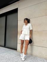 Conjunto Feminino Em Moletom Shorts E Blusa Gola Polo Conjunto Feminino Em Moletom Shorts E Blusa Gola Polo