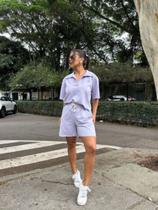 Conjunto Feminino Em Moletom Shorts E Blusa Gola Polo Conjunto Feminino Em Moletom Shorts E Blusa Gola Polo