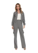Conjunto Feminino Esportivo Casual Elegante Blusa jaqueta com calça cargo Lolis hzcon005