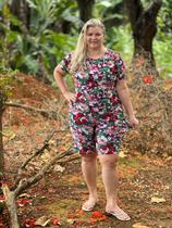 Conjunto Feminino Estampado Liganete Senhoras e Senhoritas Bermuda, Blusa Camiseta Com ou Sem Mangas