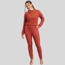 Conjunto Feminino Estiloso Blusa e Calça Jogger- Gris Cativa