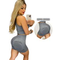 Conjunto Feminino Fitness Academia 2 Peças Short Empina Bumbum e Top Alta Sustentação Para Treino Malhação Yoga Sem Cost