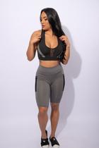 Conjunto Feminino Fitness Bermuda Ciclista Cintura Alta Com Bolso Tela E Top Nadador Tela Frontal Academia F7 NEW STYLE Conjunto Feminino Fitness Bermuda Ciclista Cintura Alta Com Bolso Tela E Top Nadador Tela Frontal Academia F7 NEW STYLE