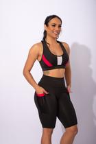 Conjunto Feminino Fitness Bermuda Ciclista Cintura Alta Com Bolso Tela E Top Nadador Tela Frontal Academia F7 NEW STYLE Conjunto Feminino Fitness Bermuda Ciclista Cintura Alta Com Bolso Tela E Top Nadador Tela Frontal Academia F7 NEW STYLE