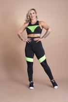 Conjunto Feminino Fitness Calça Legging Cintura Alta Detalhe Perna E Top Tela Academia Moda Treino F7 NEW STYLE Conjunto Feminino Fitness Calça Legging Cintura Alta Detalhe Perna E Top Tela Academia Moda Treino F7 NEW STYLE