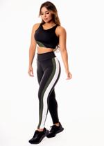 Conjunto Feminino Fitness Calça Legging Cintura Alta e Cropped Regata - Preto