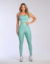 Conjunto Feminino Fitness Calça Legging De Academia Cós Alto Top Bojo Removível Zero Transparência
