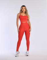 Conjunto Feminino Fitness Calça Legging De Academia Cós Alto Top Bojo Removível Zero Transparência