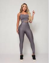 Conjunto Feminino Fitness Calça Legging De Academia Cós Alto Top Bojo Removível Zero Transparência
