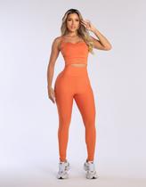 Conjunto Feminino Fitness Calça Legging De Academia Cós Alto Top Bojo Removível Zero Transparência