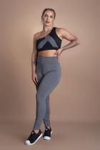 Conjunto Feminino Fitness Calça Legging Lisa Básica Cintura Alta E Top Faixa Cropped F7 NEW STYLE