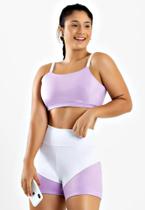 Conjunto Feminino Fitness Cropped Sustentação + Short Legging Roxo
