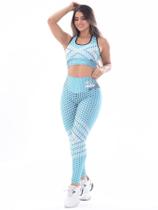 Conjunto Feminino Fitness Estampado Top e Calça Modelos Premium Para Esportistas