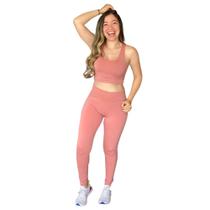 Conjunto Feminino Fitness Legging E Top Roupas De Academia - JinkingStore