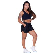 Conjunto Feminino Fitness Short Bolso Soltinho E Top Bojo Detalhe Costa Orbis cor preto tamanho M Conjunto Feminino Fitness Short Bolso Soltinho E Top Bojo Detalhe Costa Orbis cor preto tamanho M